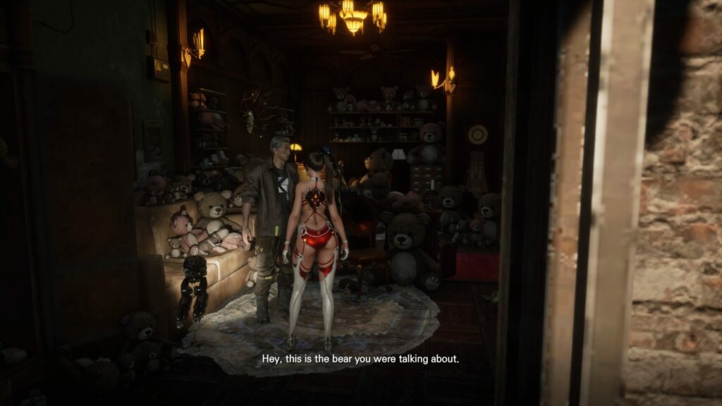 EVE speaks to Jett after returning the teddy bear.