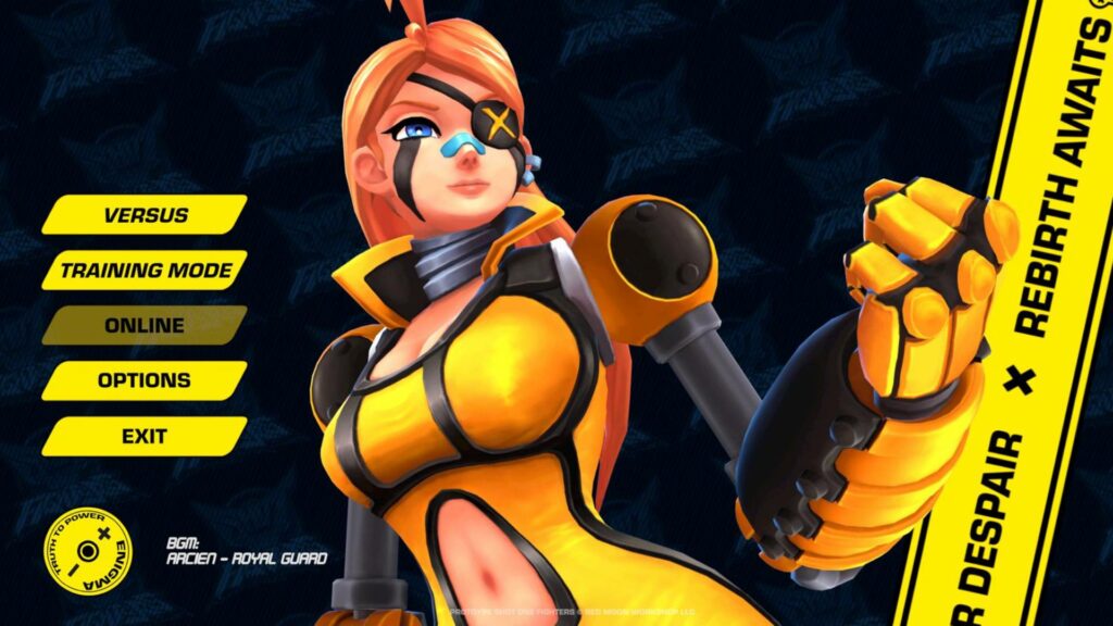 A starting screen of the fighting game Shot One Fighters