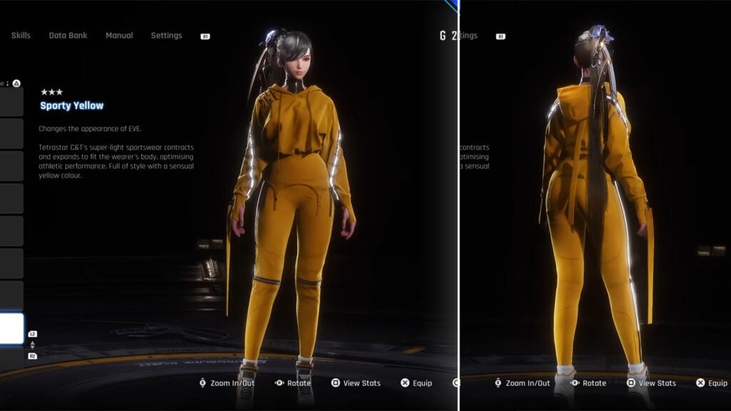 EVE from Stellar Blade wearing Sport Yellow outfit 