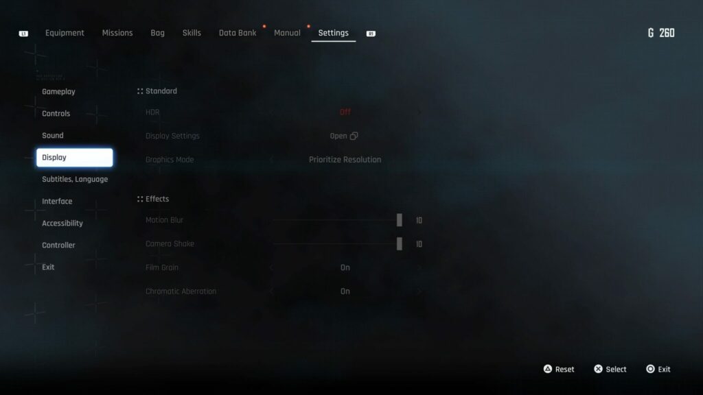 The Display settings.