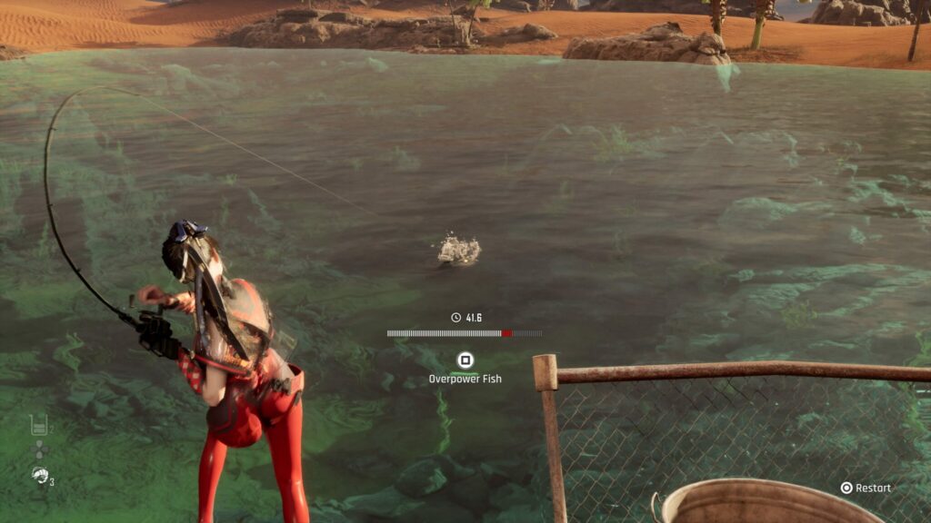 EVE must overpower the fish with Square and the Left Stick.