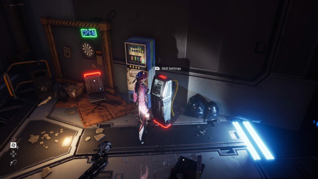 EVE approaches a machine at a camp.