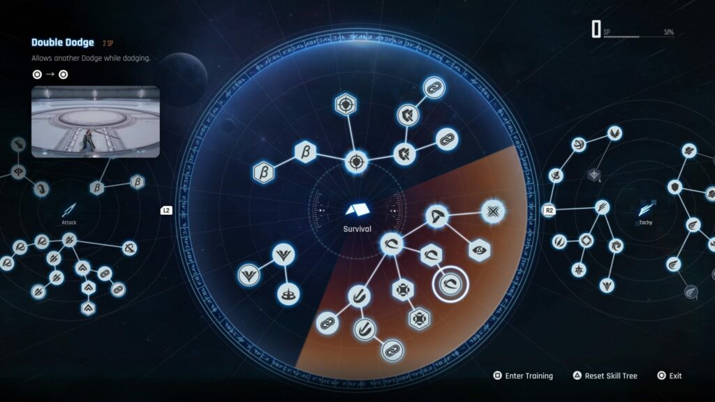 Double Dodge in the Survival Skill Tree of Stellar Blade.