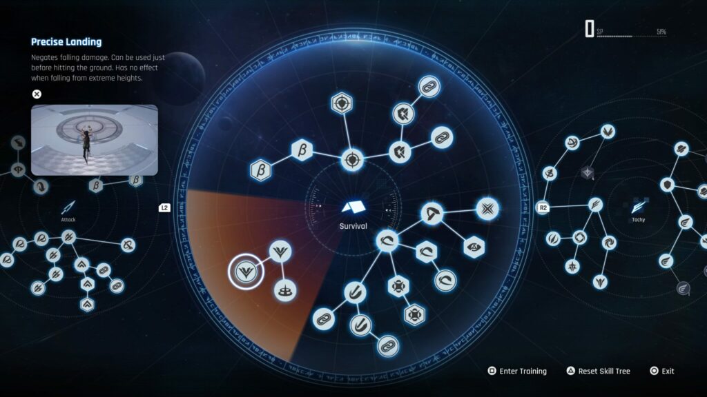 Precise Landing in the Survival Skill Tree of Stellar Blade.