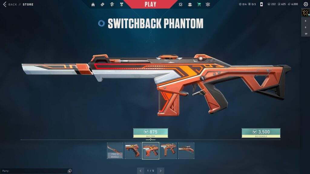 The VALORANT Switchback bundle Phantom.
