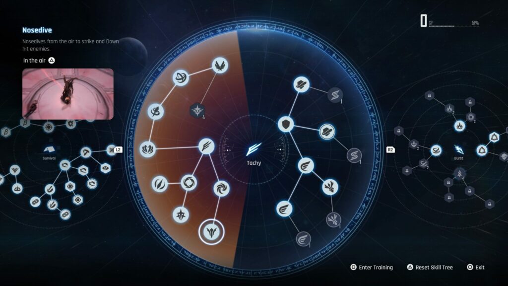 Nosedive in the Tachy Skill Tree of Stellar Blade.