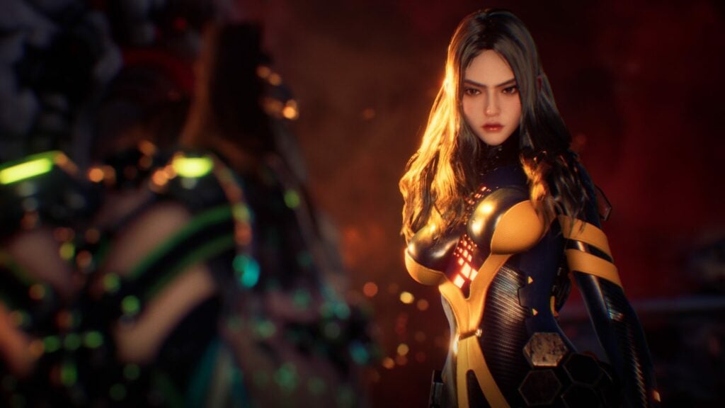 Tachy infront of EVE in Stellar Blade