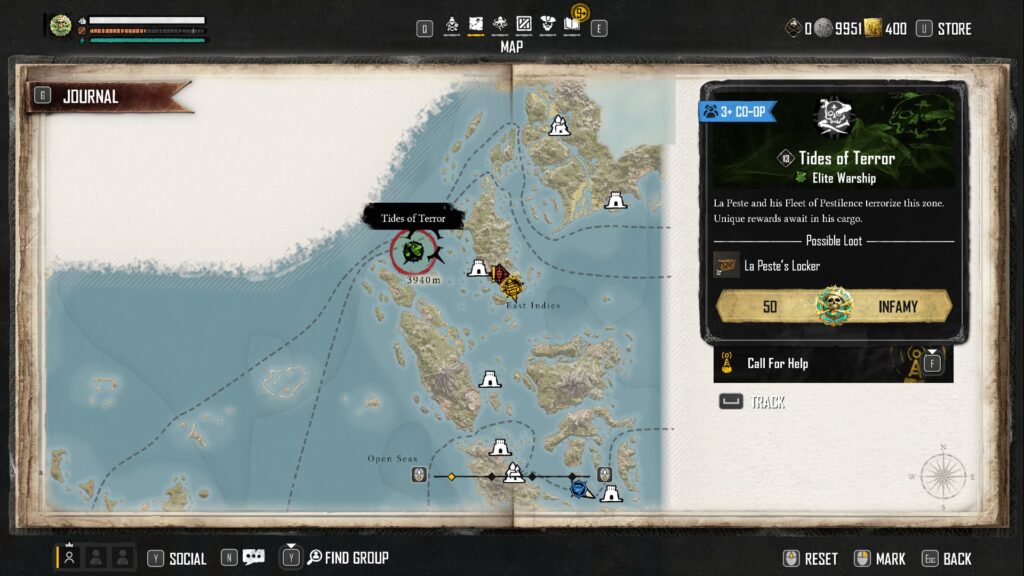 Tides of Terror World Event appears on the map.