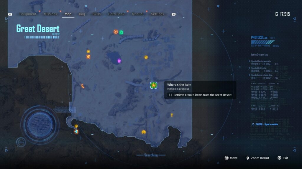 The Where's the Item mission marker in the Great Desert.