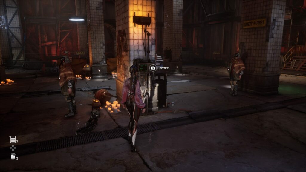 EVE approaches the input device near the Presence Chamber elevator.