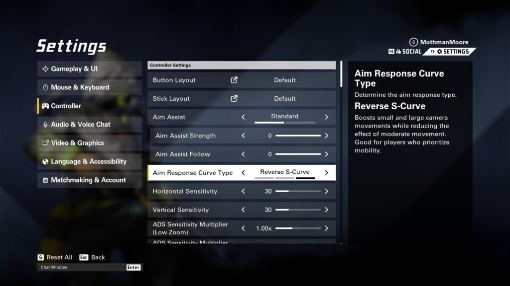 A look at the Reverse S-Curve aim assist setting in XDefiant.