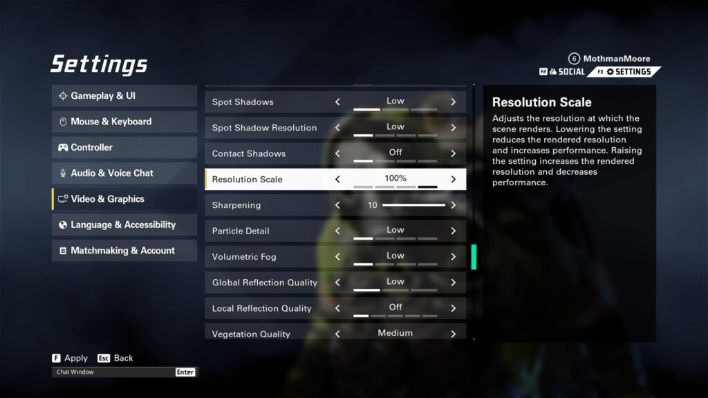 The second portion of the best graphics settings in XDefiant.