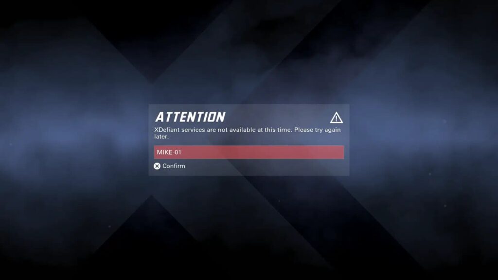 The MIKE-01 error code appearing XDefiant.