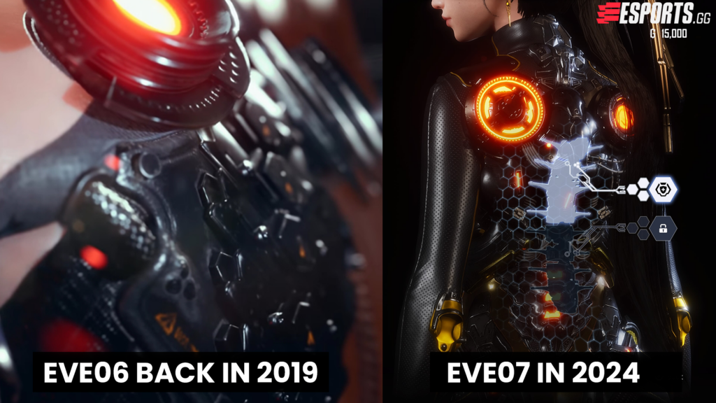 EVE's exospine in 2019 vs 2024