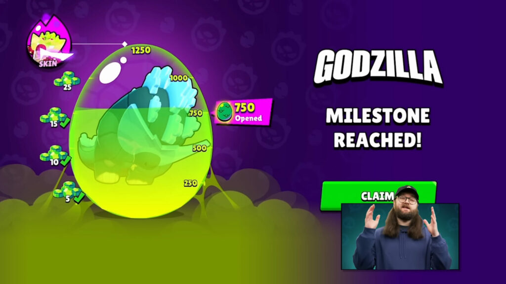 Godzilla event: Image showing the different rewards you get during the club event