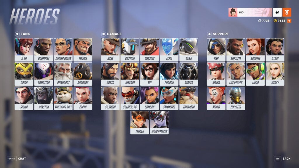 Overwatch 2's hero gallery 