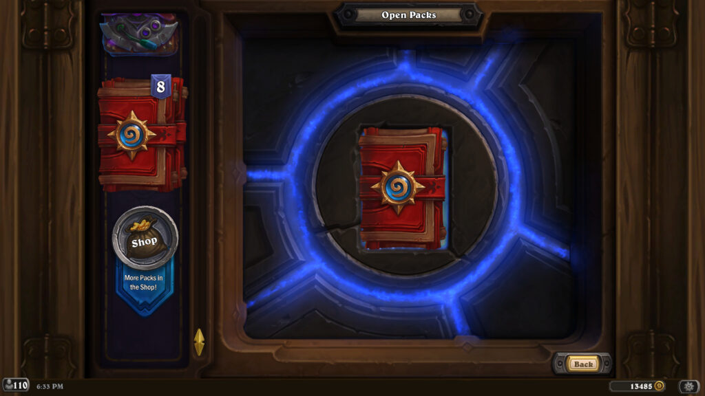Opening a Standard card pack in Hearthstone 