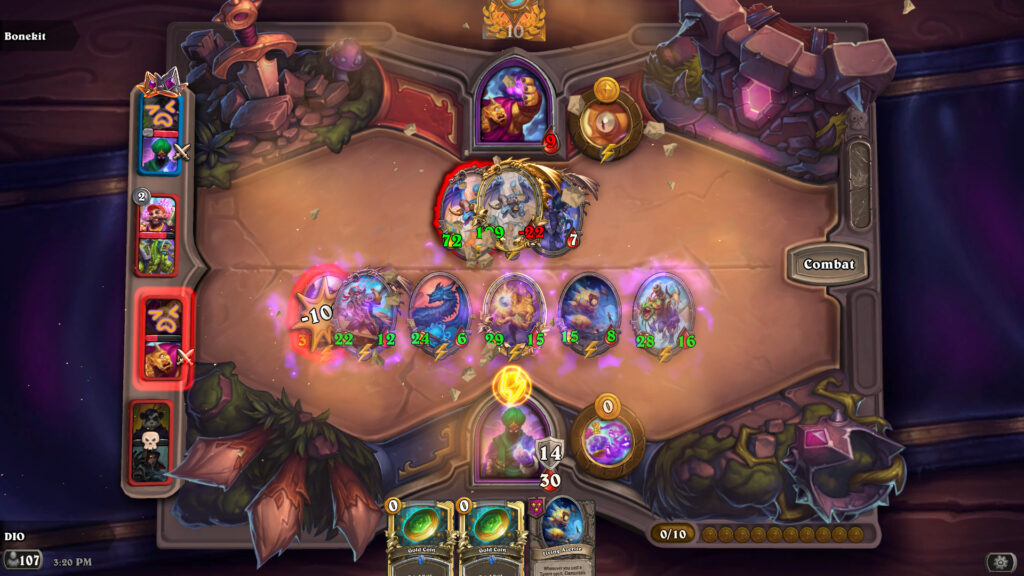 Hearthstone Battlegrounds Duos combat phase screenshot