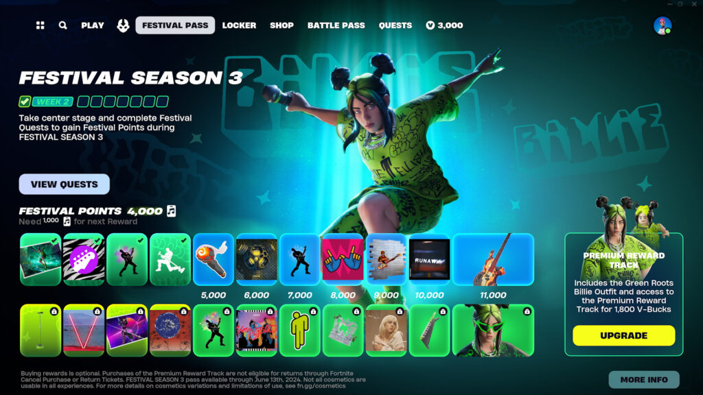 Fortnite Festival Season 3 Pass explained