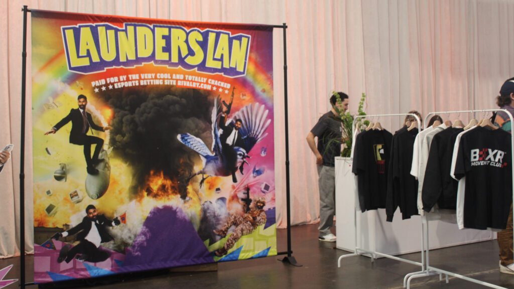 Photography area and Launders' BOXR merchandise