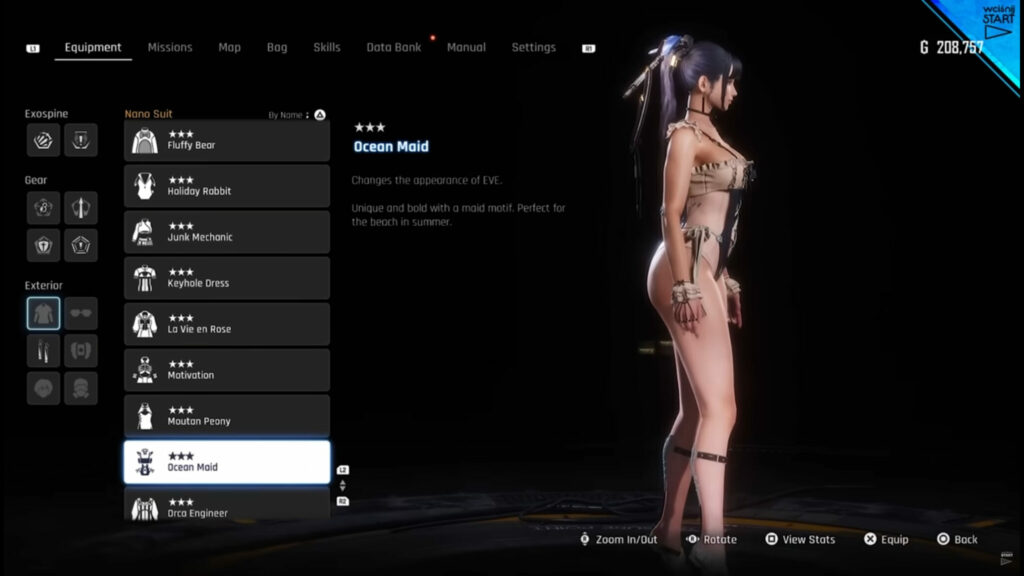 Side view of Eve's Ocean Maid outfit