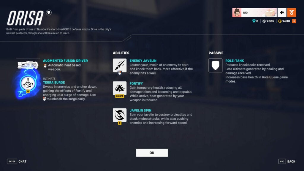 Screenshot of Orisa's kit 