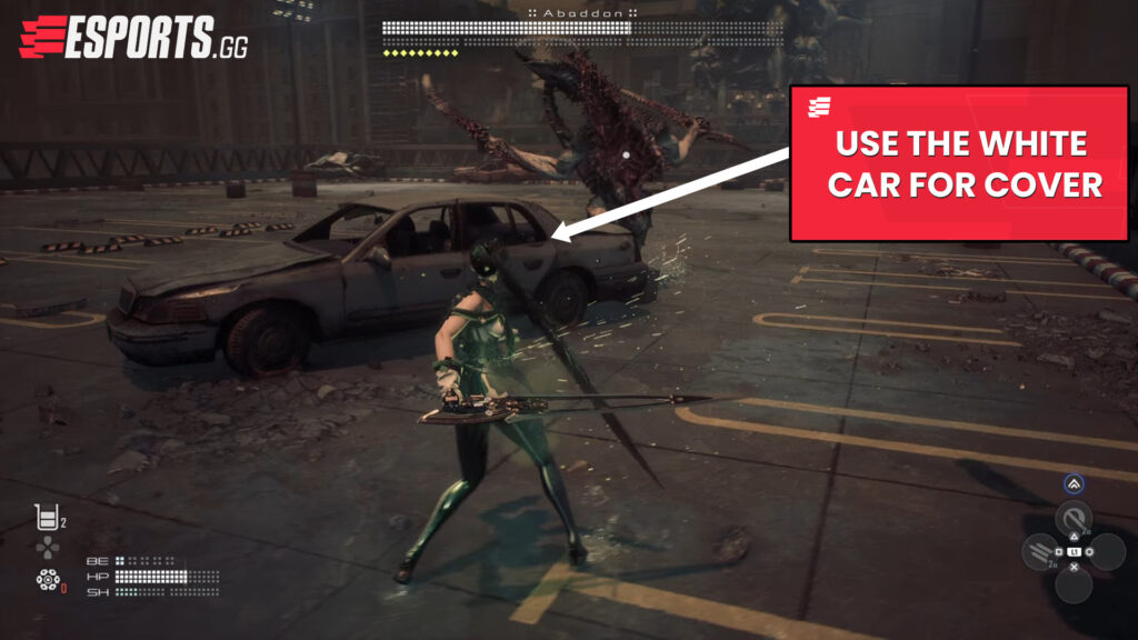 Use the white car for cover to help you win the Abaddon Boss fight in Stellar Blade
