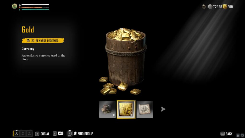 Gold x100 in the Skull and Bones Season 2 Smuggler Pass.