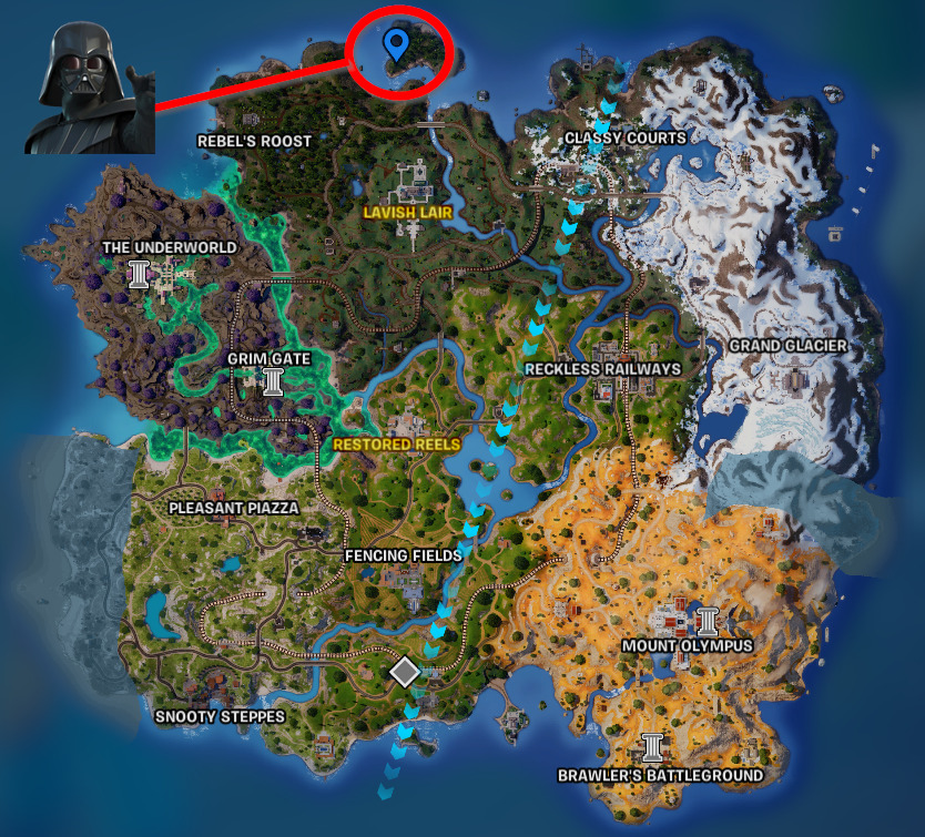 Darth Vader Fortnite location on map
