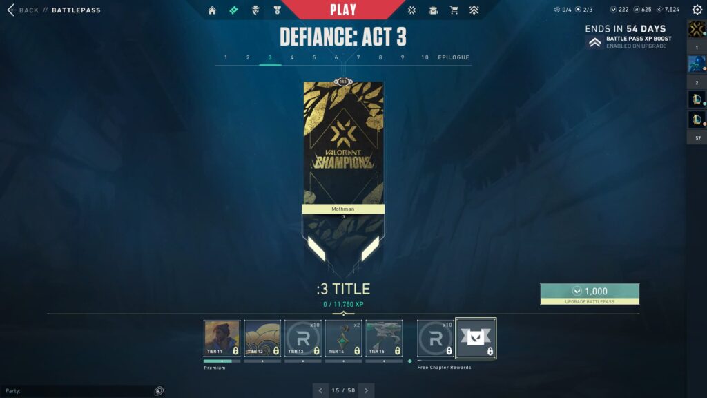 The :3 Title in the VALORANT Episode 8 Act 3 Battle Pass.