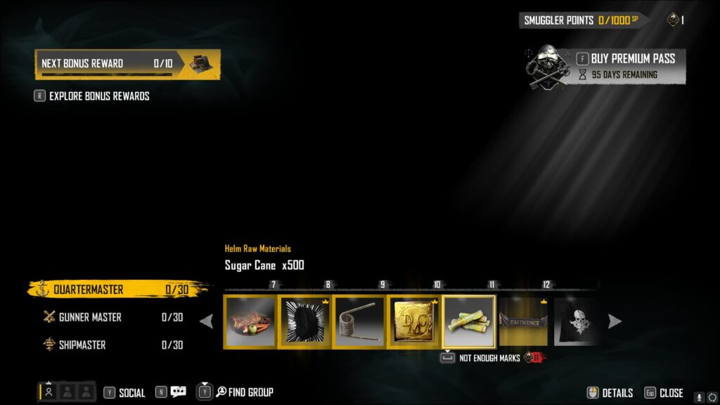 Sugar Cane x500 in the Skull and Bones Season 2 Smuggler Pass.