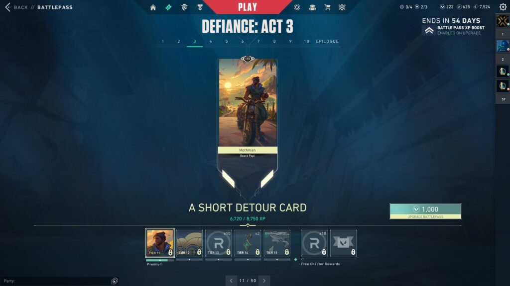 The A Short Detour Card in the VALORANT Episode 8 Act 3 Battle Pass.