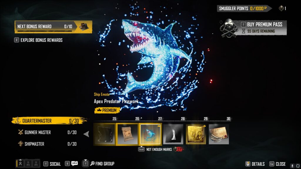 Apex Predator Firework in the Skull and Bones Season 2 Smuggler Pass.