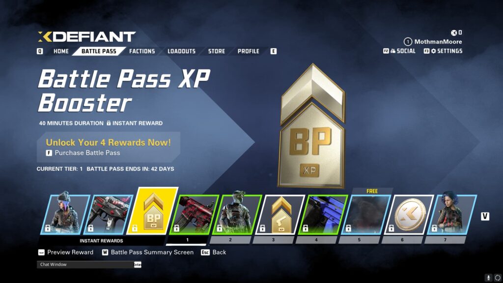 A Battle Pass XP Booster in the XDefiant Preseason Battle Pass.