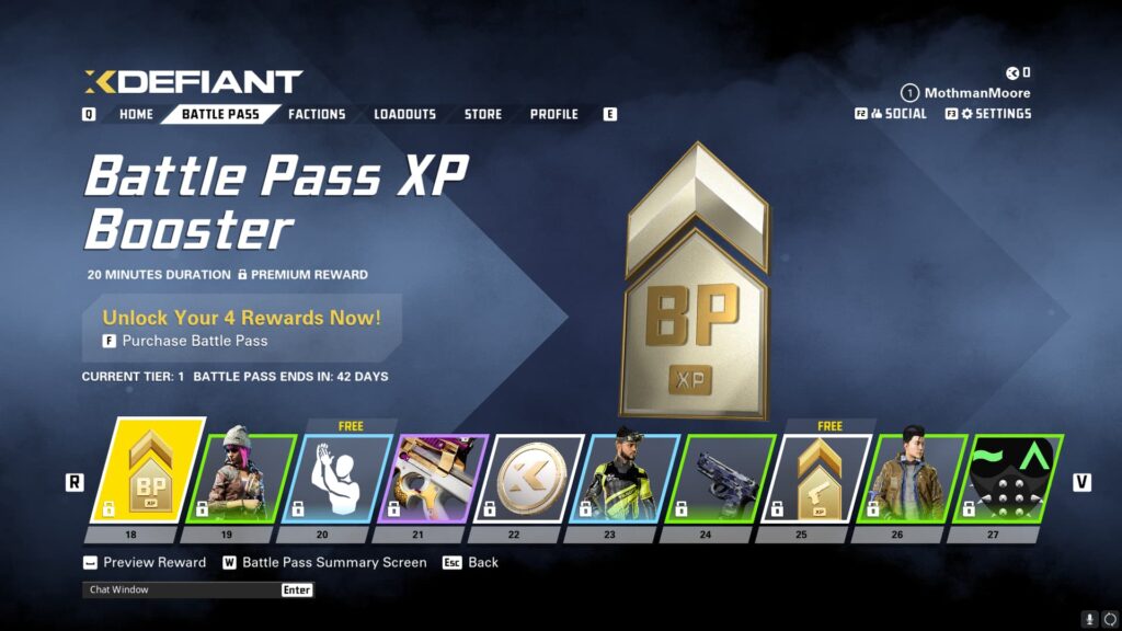 A Battle Pass XP Booster in the XDefiant Preseason Battle Pass.