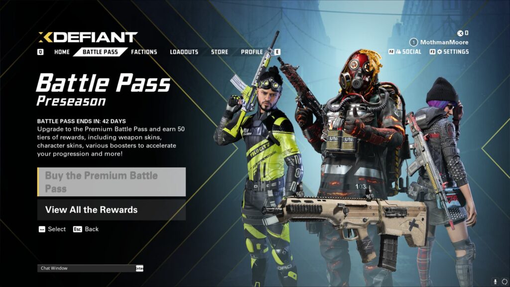 The XDefiant Preseason Battle Pass summary page showing the amount of days until the BP ends.