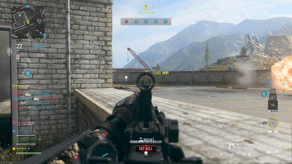 A player gets a Barebones Kill with the M4 AR in Ground War in MW3.