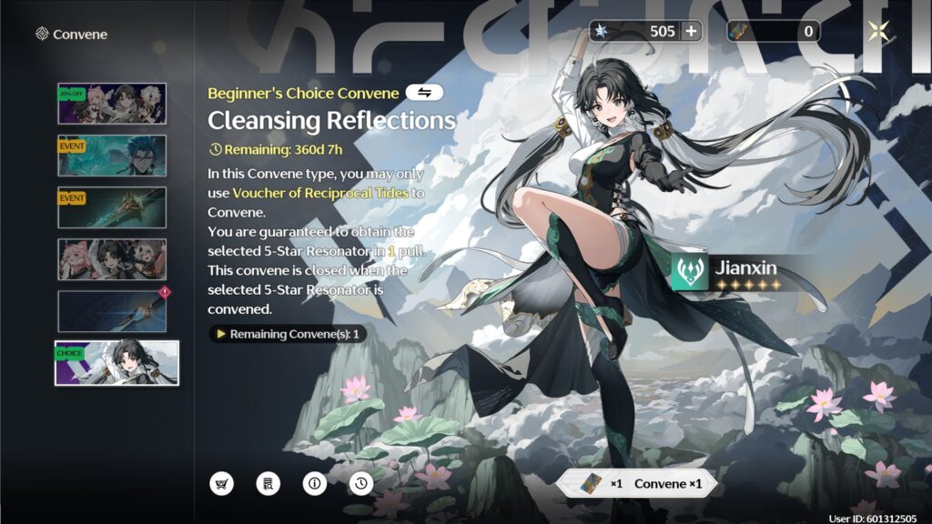 JIanxin in the Beginner's Choice Convene Banner