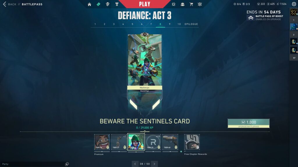 The Beware the Sentinels Card.