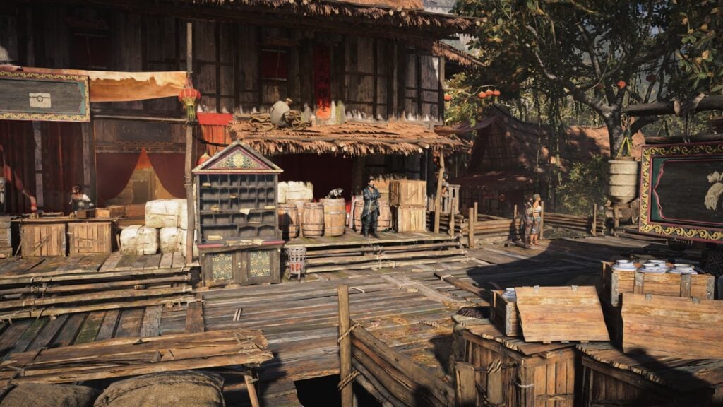 William Blackwood stands near the dock of Telok Penjarah in Skull and Bones.