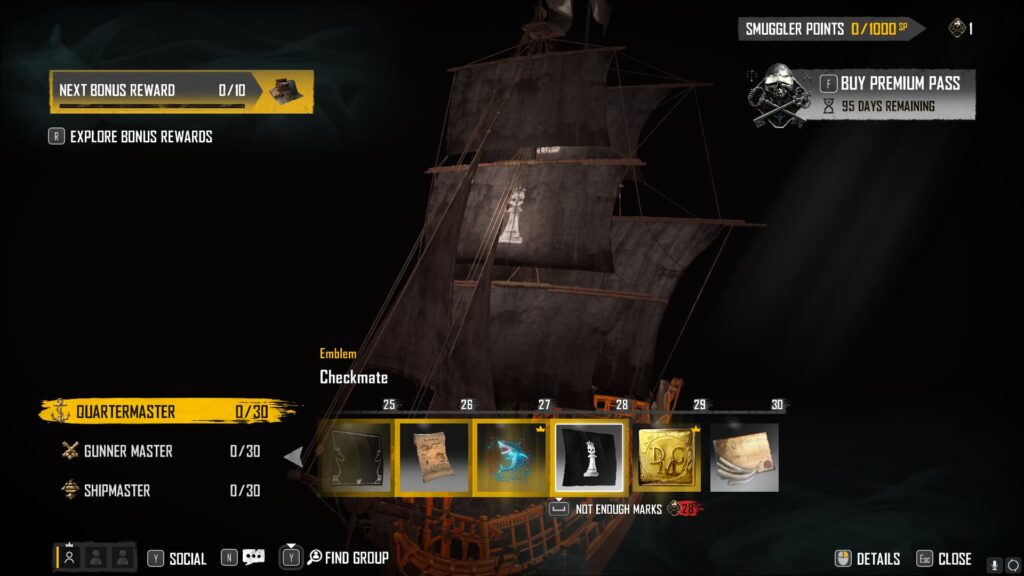 Checkmate in the Skull and Bones Season 2 Smuggler Pass.