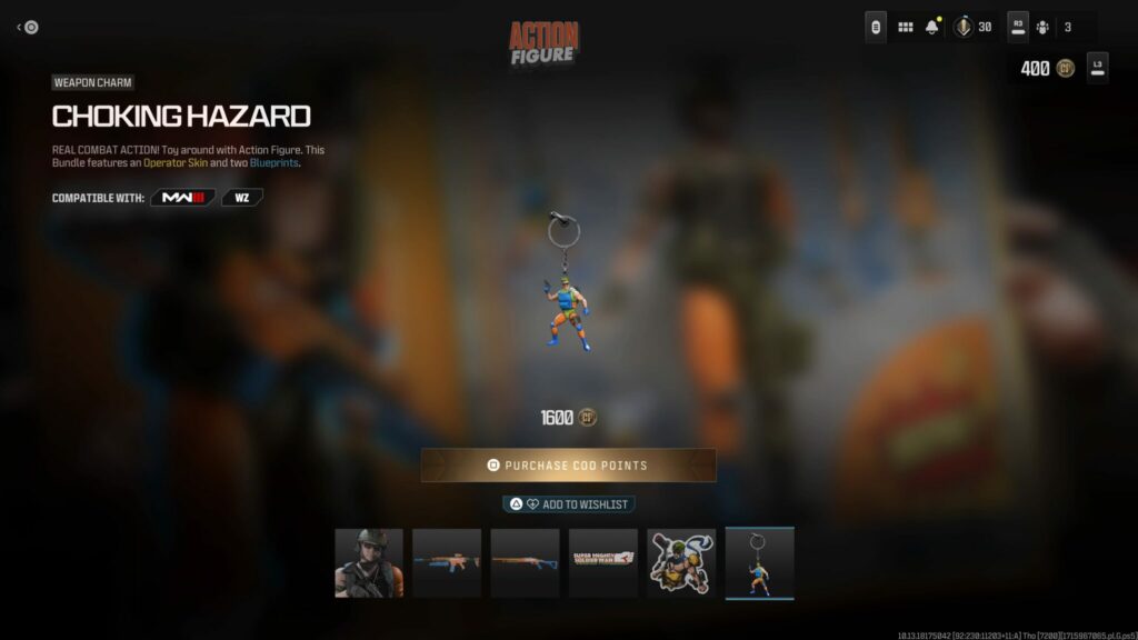 The Choking Hazard Weapon Charm.