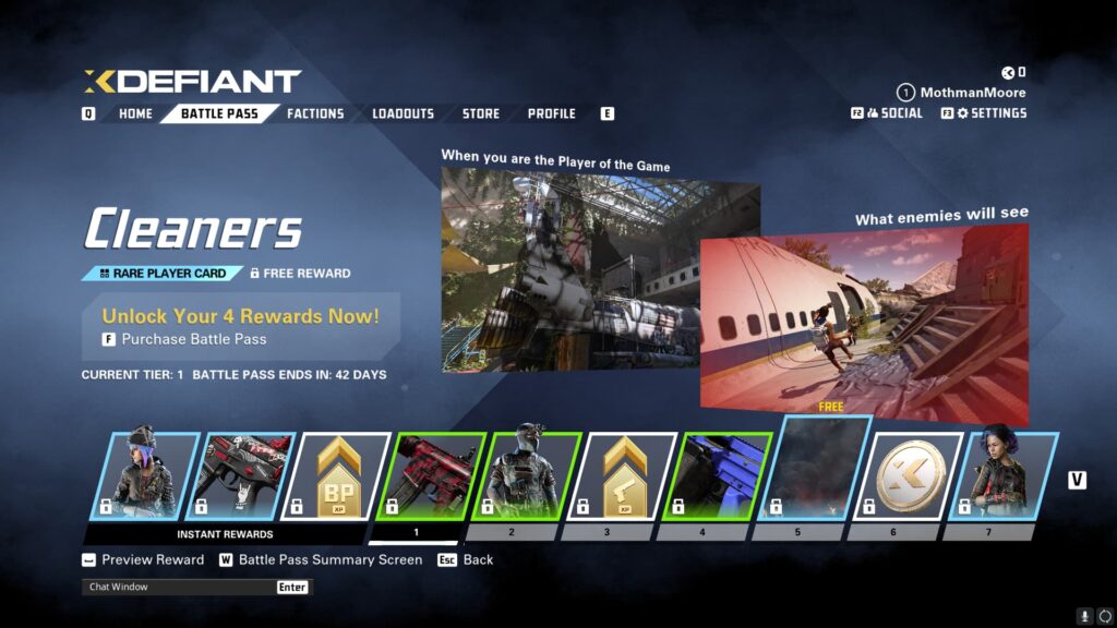 The Cleaners Player Card in the XDefiant Preseason Battle Pass.