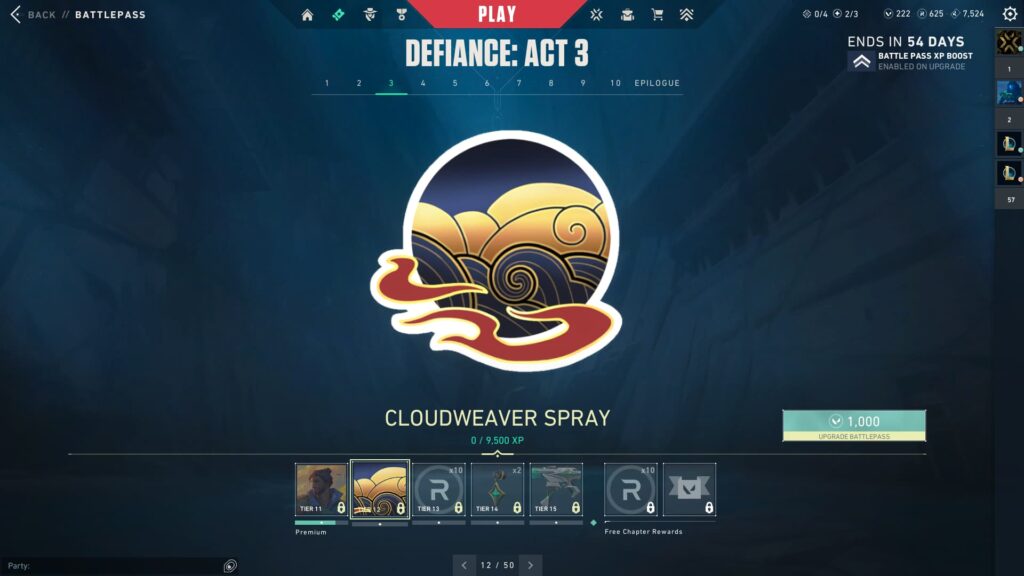The Cloudweaver Spray in the VALORANT Episode 8 Act 3 Battle Pass.