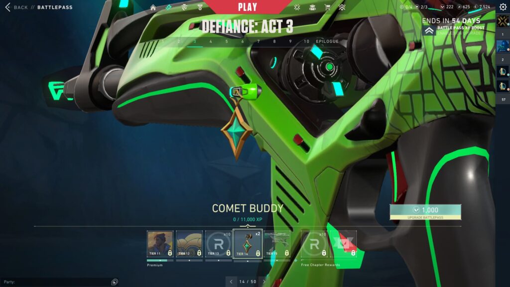 The Comet Buddy in the VALORANT Episode 8 Act 3 Battle Pass.