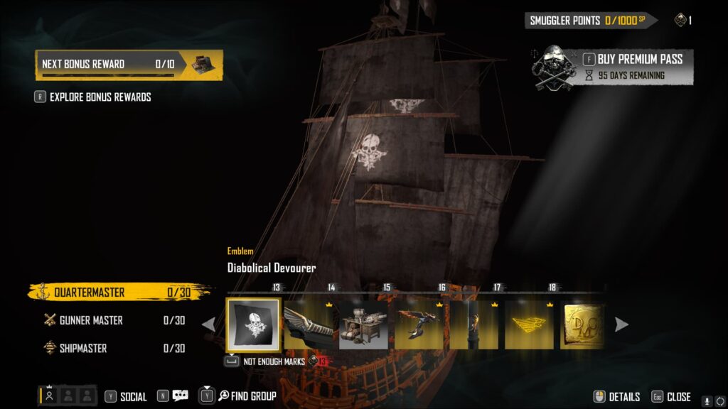 Diabolical Devourer in the Skull and Bones Season 2 Smuggler Pass.