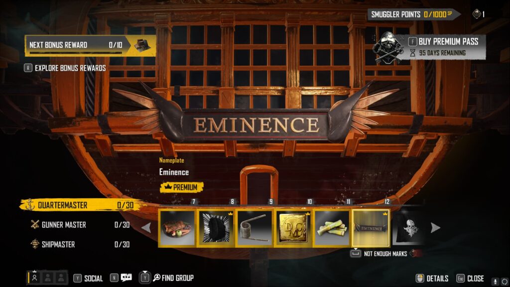 Eminence in the Skull and Bones Season 2 Smuggler Pass.