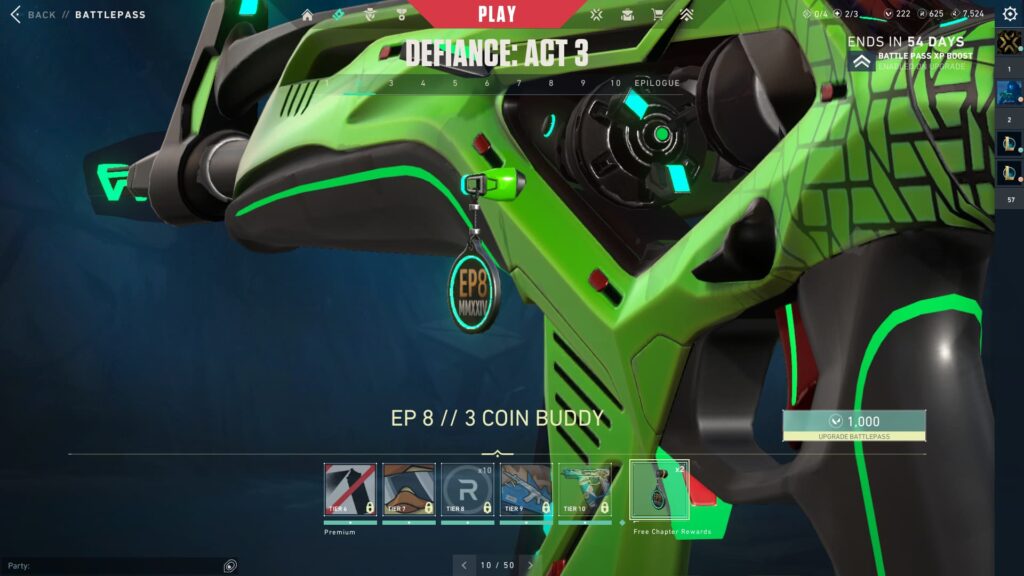 The Ep 8 // 3 Coin Buddy in the VALORANT Episode 8 Act 3 Battle Pass.