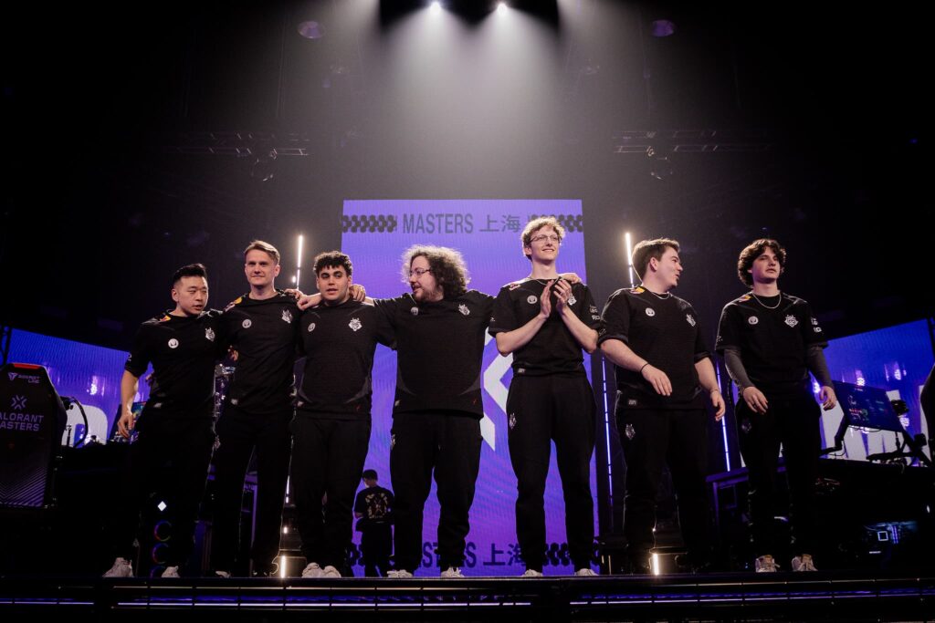 G2 Esports, who now plays Team Heretics, are seen on stage after victory against T1 at the VALORANT Masters Shanghai Swiss Stage Day 1 at the VCT CN Studio on May 23, 2024 in Shanghai, China. 