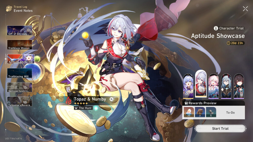 Topaz & Numby - character trial in Aptitude Showcase of Honkai: Star Rail 2.2
